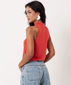 regata gola algodão pima vermelho pimenta