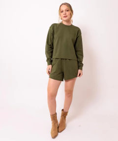 short moletom verde militar