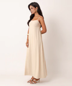 vestido longuete liocel texturizado vanilla