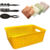 Cesto Organizador Médio 33,5x23,5x10,5 Caixa Rattan Multiuso Cestinho de Gaveta Colorido Máxima Plast on internet