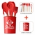 Kit Utensilios Cozinha Silicone 7 Peças Colher Espátula Pincel Concha Pegador Fue Suporte Rosa Preto Vermelho na internet