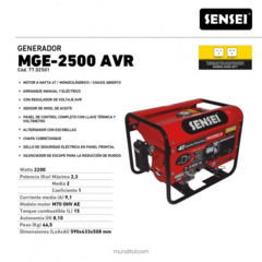 Grupo Electrógeno Generador Sensei Mge-2500 Avr 2200w - comprar online
