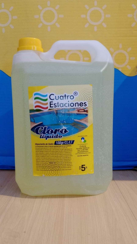Cloro liquido 100g Cl/l x 5L - Cuatro estaciones