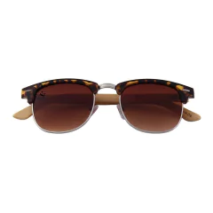 Lentes de Sol Tigris Pardo Oscuros & Patillas de Bambú - UV400 Dama - PANDAS® Lentes de Sol para Mujer y Hombre Polarizados de Madera y Bambú