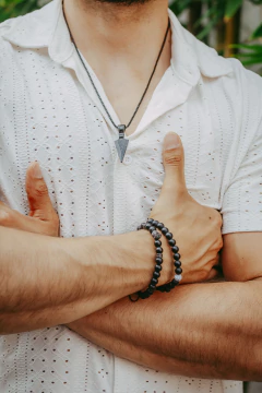 Pulsera de Jaguar de Piedra Natural Negra para Caballero