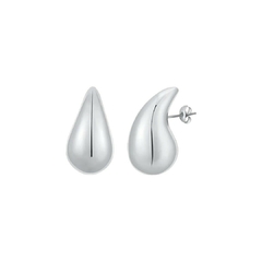 Aretes de Gotitas de Agua de Acero Inoxidable Plateados para Dama de 31x17mm - comprar en línea