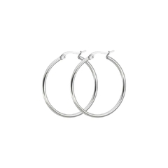 Aretes Arracadas Redondas de Acero Inoxidable Plateados para Dama de 20mm - comprar en línea