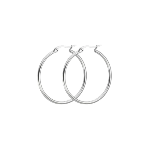 Aretes Arracadas Redondas de Acero Inoxidable Plateados para Dama de 15mm - comprar en línea