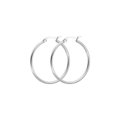 Aretes Arracadas Redondas de Acero Inoxidable Plateados para Dama de 25mm - comprar en línea