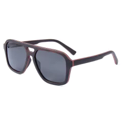 Lentes de Sol Licaón Negro Oscuro & Armazón de Madera - Polarizados UV400 Unisex - tienda en línea