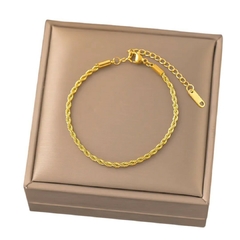 Pulsera Trenzada de Acero Inoxidable Chapado en Oro de 18K para Dama en internet