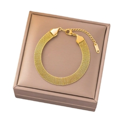 Pulsera de Malla de Acero Inoxidable Chapado en Oro de 18K para Dama en internet