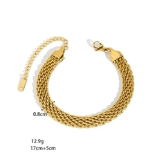 Pulsera de Malla de Acero Inoxidable Chapado en Oro de 18K para Dama en internet