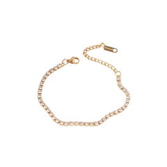 Pulsera de Zirconias de Acero Inoxidable Chapado en Oro de 18K para Dama - comprar en línea
