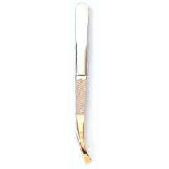 Pinza 1/2 Cuchilla Dorada 8,5cm. - Punta Curva Sesgada