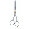 Tijera 6" para desmechado/entrecortado Mango gris mate, ribetes dorados con apoya dedo