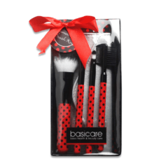 Set brochas de maquillaje - Rojo lunares negros