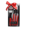 Set brochas de maquillaje y pinza - Rojo lunares negros