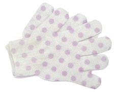 Guantes exfoliantes de baño de nylon lunares lila (2)