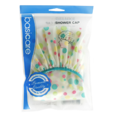 Cofia de baño blanca con lunares de colores - comprar online