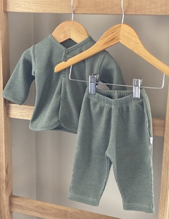 Conjunto 2 piezas, WAFFLE, color VERDE SECO.