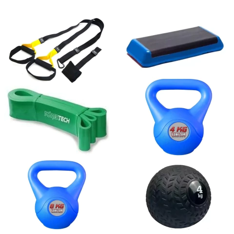 Kit Funcional Nº4 Elite TRX Suspención + Step Antideslizante + Superband Resistencia Alta + Rusa 4kg Pvc + Rusa 6kg Pvc + Slamball 4kg - comprar online