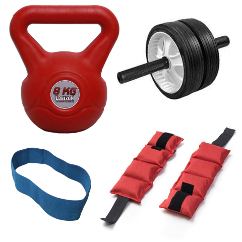Kit Entrenamiento N15 Pesa Rusa 6kg + Rueda Abdominal + Par de Tobilleras 2kg + Banda Tela Media - comprar online
