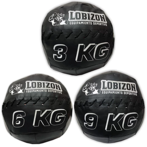 Combo Medicine Ball 3kg + 6kg + 9kg Sin Pique - Lobizon