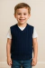 Colete Infantil Tricot Trança Azul Marinho