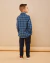 Camisa Xadrez Infantil Masculina Manga Longa Azul Marinho
