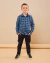 Camisa Xadrez Infantil Masculina Manga Longa Azul Marinho
