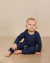Conjunto Bebê Body Manga Longa e Calça Canelado Azul Marinho