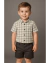 Conjunto Infantil Camisa Xadrez e Bermuda com Bolso - Cinza Chumbo na internet