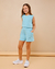 Conjunto Infantil Feminina Regata e Short Malha Canelada Azul