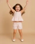 Conjunto Infantil Feminino Batinha e Shorts Listrado - Rosa - Mundo Coala Moda Infantil