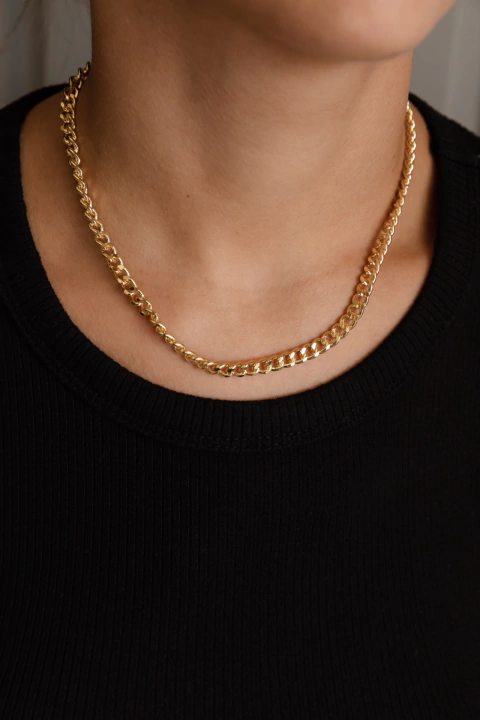 Colar elo grumet fino ouro