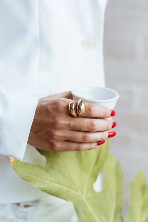 Anel duplo robusto ouro