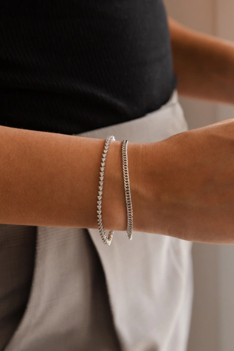 Pulseira riviera 3 garras 2mm Prata 925