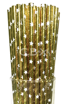 SORBETE METALIZADO CBX x 25 unidades - Art. 1050 Dorado con estrellas - comprar online