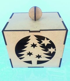 Cajita Navideña con tapa 13x10cm - Modelo Arbolito