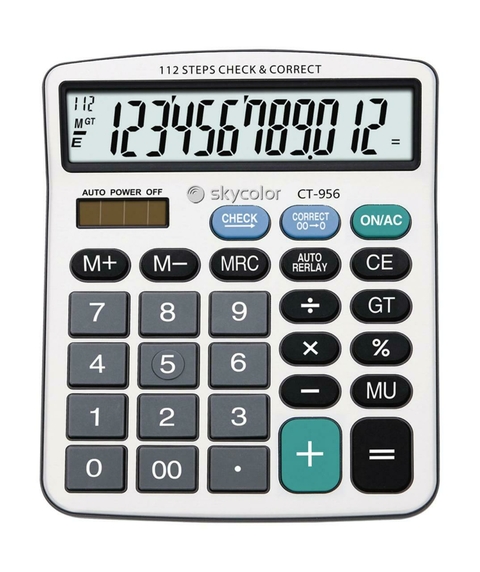CALCULADORA SKYCOLOR CT-956 12 DÍGITOS SILVER