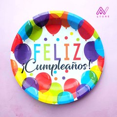 Platos Globos Feliz Cumpleaños
