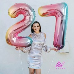 Número 32" Multicolor pastel