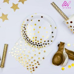 Platos Blancos con lunares dorados - comprar online
