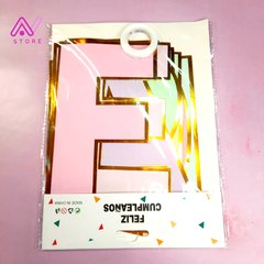 Guirnalda Feliz Cumpleaños pastel con bordes dorados - tienda online