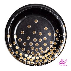 Platos Negro con stamping dorado