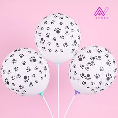 Globos Huellitas blancos x 5 u.