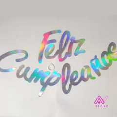 Banner iridiscente Feliz Cumpleaños letra cursiva en internet