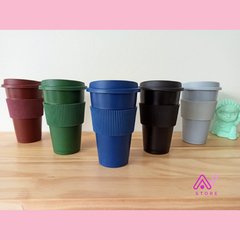 Vaso con tapa y faja de silicona Dark