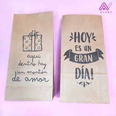 Bolsitas Kraft Frases x 5 u. en internet